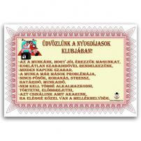 Oklevél/ Üdvözlünk a nyugdíjasok klubjában